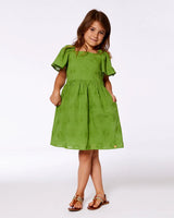 Frill Sleeve Dress With Embroidery Green | Deux par Deux | Jenni Kidz