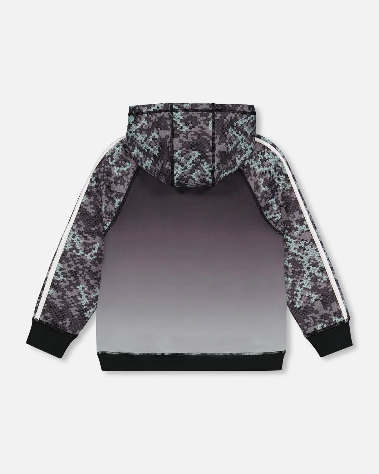 Full Zip Athletic Hoodie Pixelated Grey | Deux par Deux | Jenni Kidz