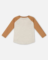 Raglan T-Shirt With Print Brown And Beige Mix-3