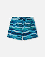 Printed Boardshorts Blue Wave And Black-0