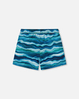 Printed Boardshorts Blue Wave And Black-3