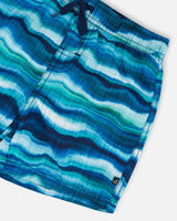 Printed Boardshorts Blue Wave And Black-4