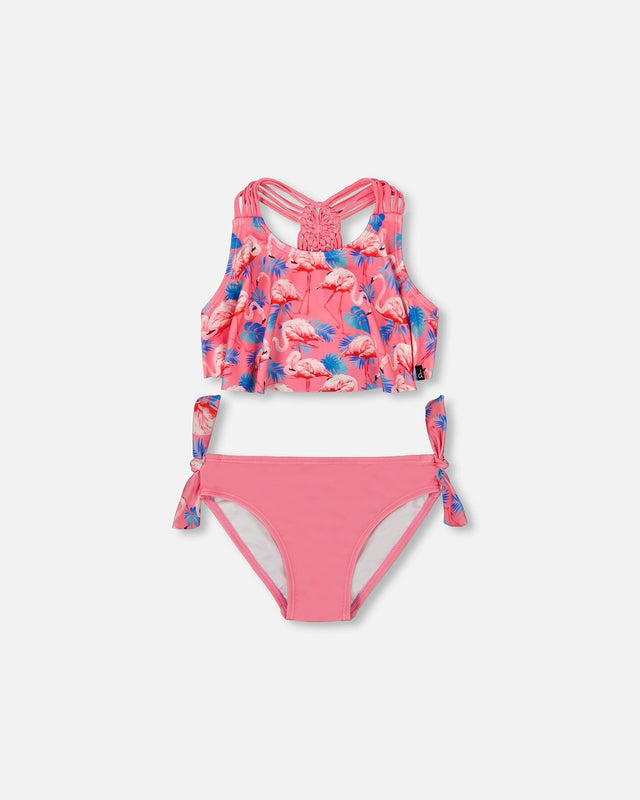 Printed Two-Piece Swimsuit Candy Pink And Pink Flamingo-0