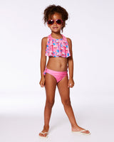 Printed Two-Piece Swimsuit Candy Pink And Pink Flamingo-3