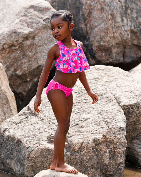 Printed Two-Piece Swimsuit Candy Pink And Pink Flamingo-1