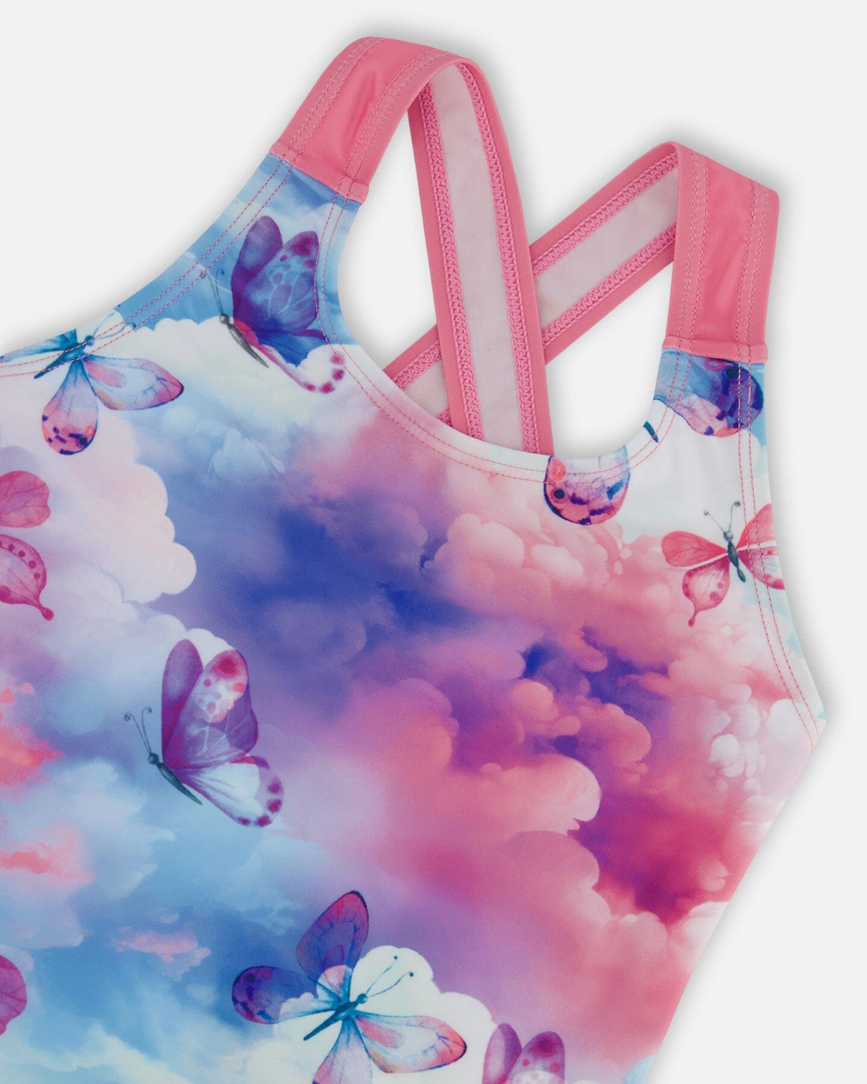 Printed One-Piece Swimsuit Butterflies On Multicolored Background-3