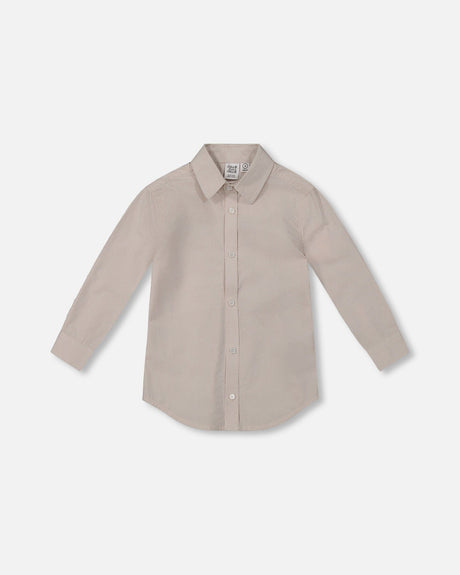 Long Sleeve Button Down Shirt Light Taupe-0