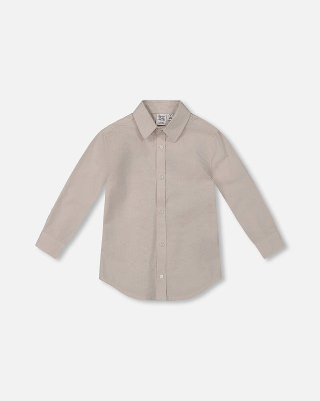 Long Sleeve Button Down Shirt Light Taupe-0