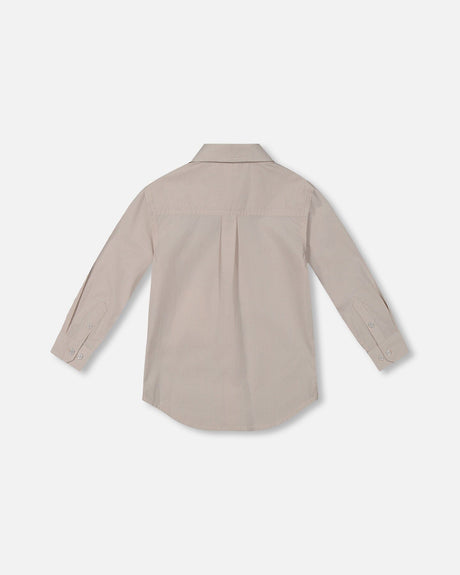 Long Sleeve Button Down Shirt Light Taupe-1
