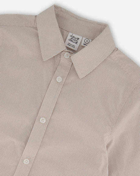 Long Sleeve Button Down Shirt Light Taupe-2