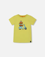 Organic Cotton Tee Lime Green And Blue Vespa-0