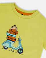 Organic Cotton Tee Lime Green And Blue Vespa-3