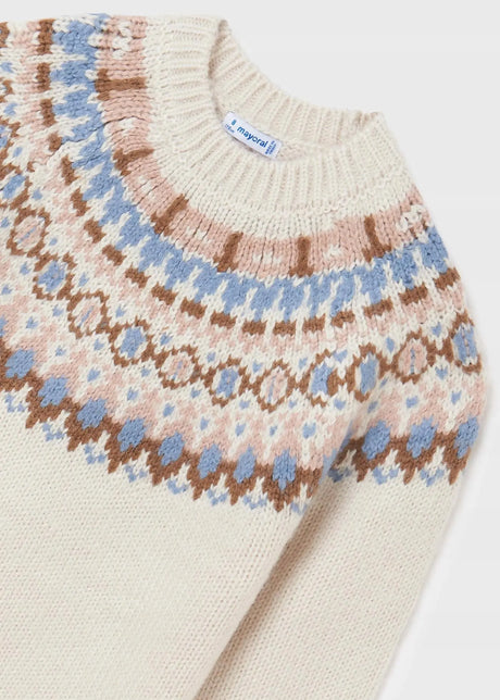 Girls Knitted Jacquard Sweater - BEIGE | Mayoral | Mayoral | Jenni Kidz
