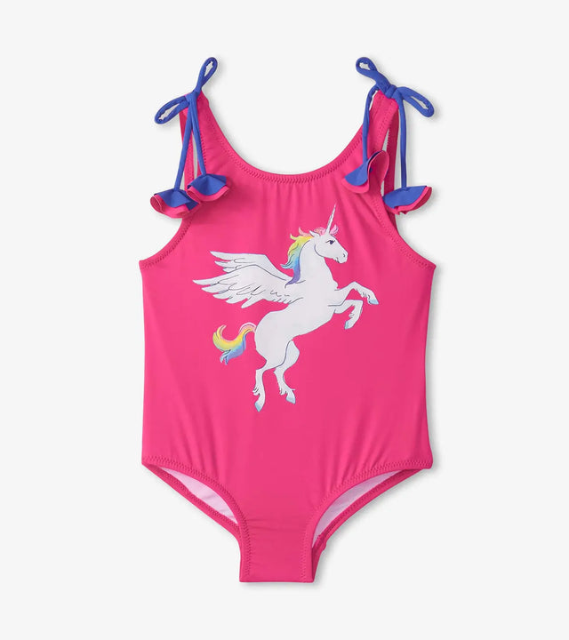 Girls Rainbow Unicorn Shoulder Bow Swimsuit | Hatley | Hatley | Jenni Kidz