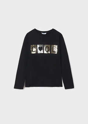 Girls Reversible Sequin Long Sleeve T-Shirt | Mayoral | Mayoral | Jenni Kidz