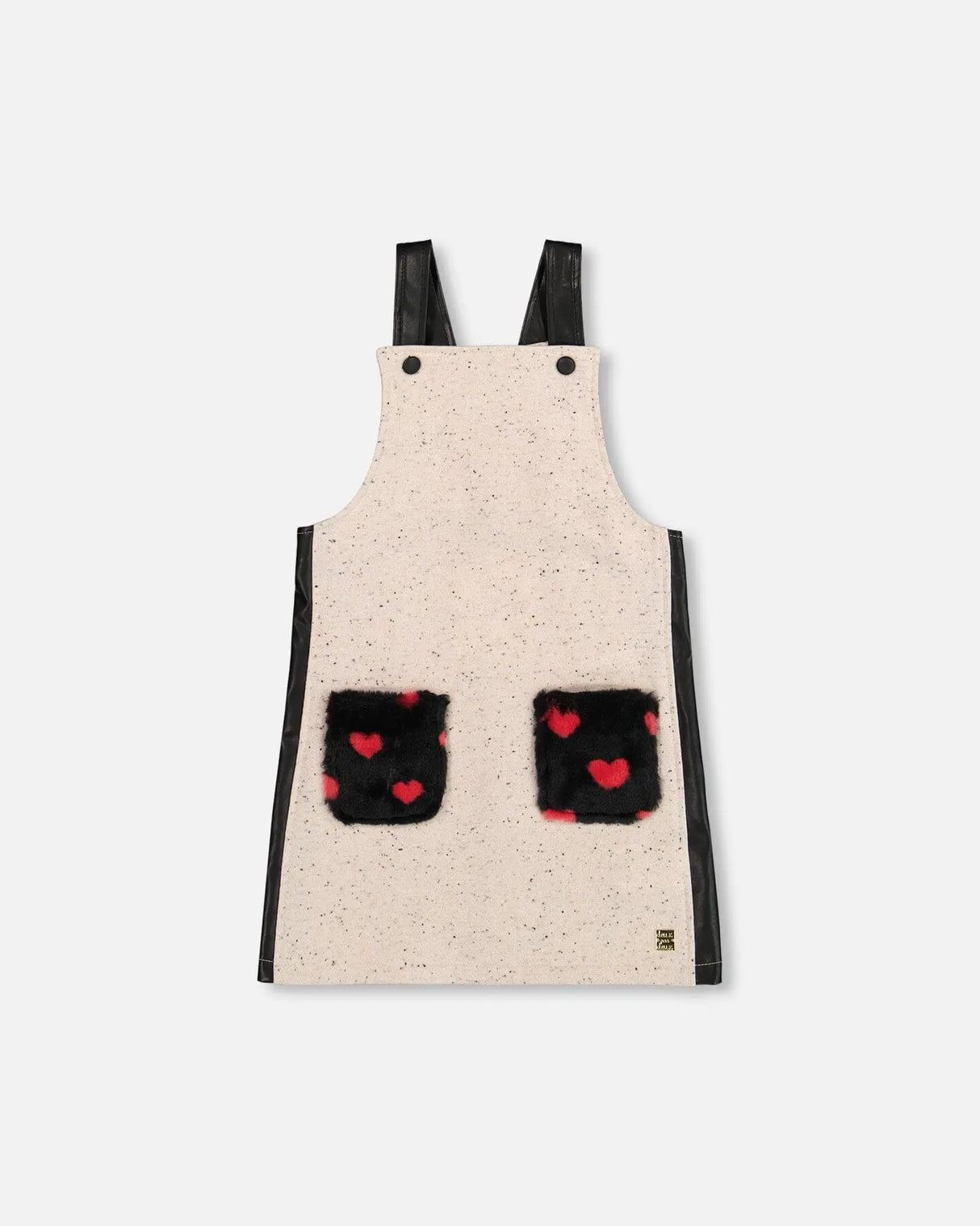 Glittering French Terry Overall Dress Beige And Black | Deux par Deux | Jenni Kidz