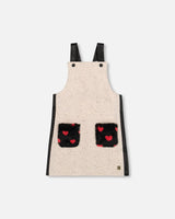 Glittering French Terry Overall Dress Beige And Black | Deux par Deux | Jenni Kidz