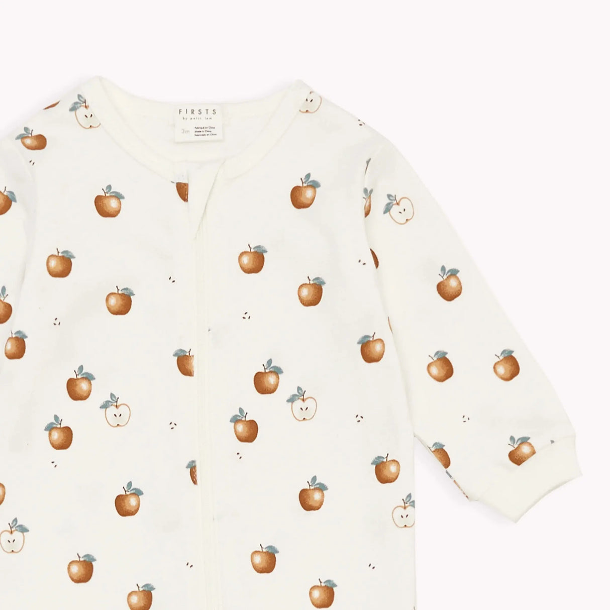 Golden Apples Print on Off-White Footed Sleeper | Petit Lem | Petit Lem | Jenni Kidz