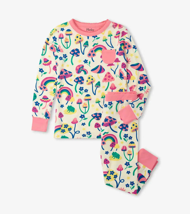 Groovy Mushroom Bamboo Kids Girls Pajama Set | Hatley