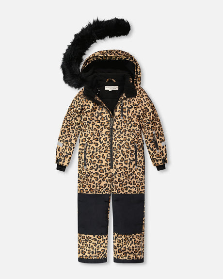 One-Piece Play Snowsuit Beige Leopard-2
