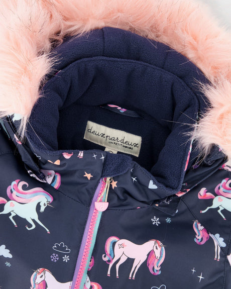 Two-Piece Play Snowsuit Navy Unicorn Print-4