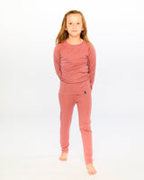 Deux par Deux Merino Wool Base Layer Set Dusty Pink