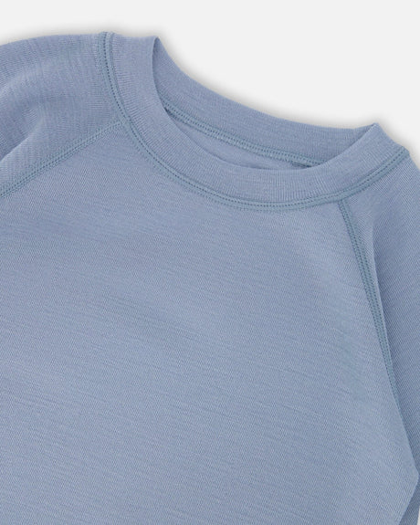 Merino Wool Base Layer Set Blue Gray-2