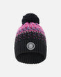 Lined Knit Pompom Hat Black And Pink-0