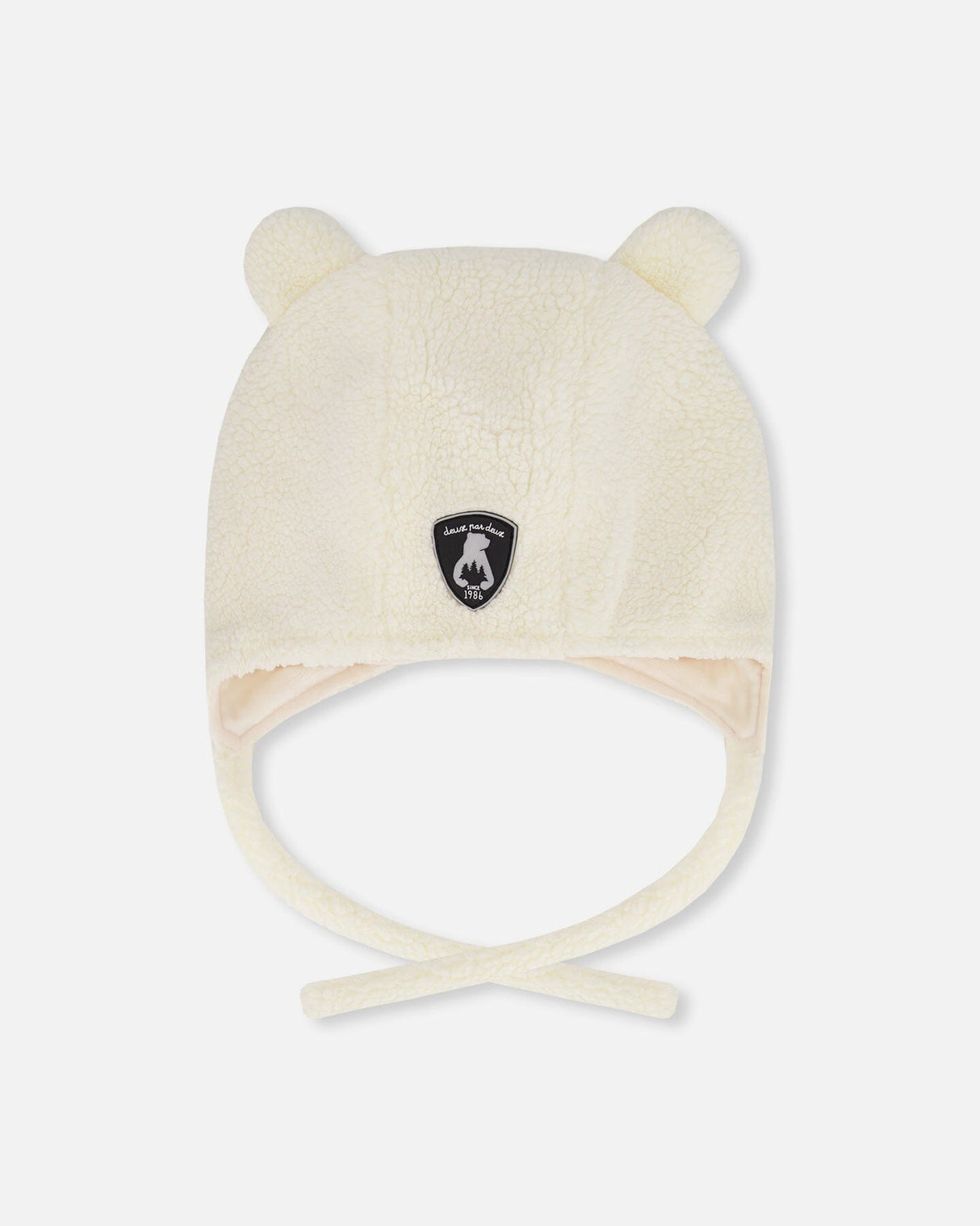 Lined Baby Sherpa Hat With Ear Flaps Off-White-0
