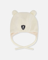 Lined Baby Sherpa Hat With Ear Flaps Off-White-0