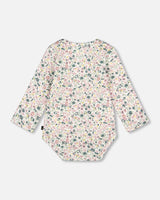Organic Cotton Long Sleeve Romper Off-White Floral-1