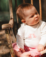 Organic Cotton Long Sleeve Romper Off-White Floral-1