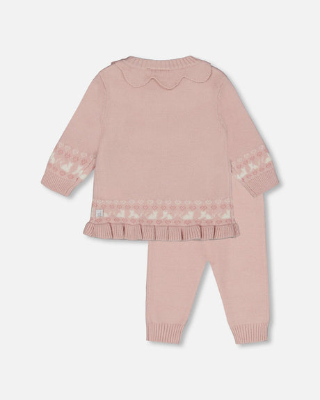 Knitted Top And Pant Set Light Pink-2