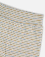 Organic Cotton Evolutive Pants Striped Heather Beige And Gray-3