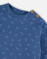 Organic Cotton Pant And Top Set Blue Leaf Print-2