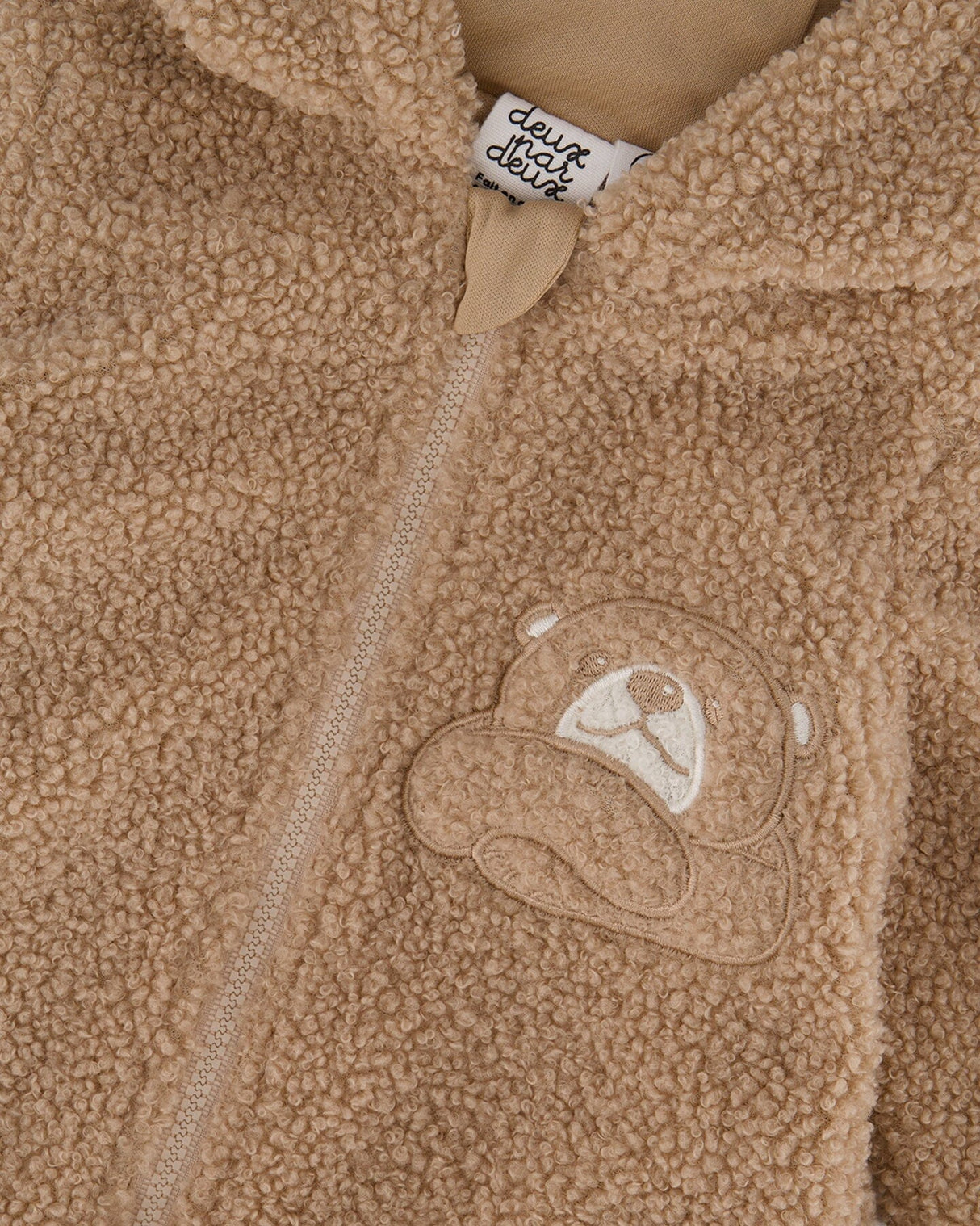 Sherpa Bear Hooded Zip Jacket Brown-3