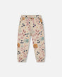 Glittering French Terry Sweatpant Beige Cat Print-0
