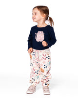 Glittering French Terry Sweatpant Beige Cat Print-2