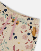 Glittering French Terry Sweatpant Beige Cat Print-4