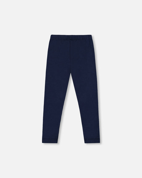 Organic Cotton Jersey Leggings Dark Blue With Cats-3