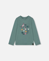 Organic Cotton T-Shirt Sage With Cat-0