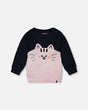 Long Bi-Material Top Dark Blue With Cat-0