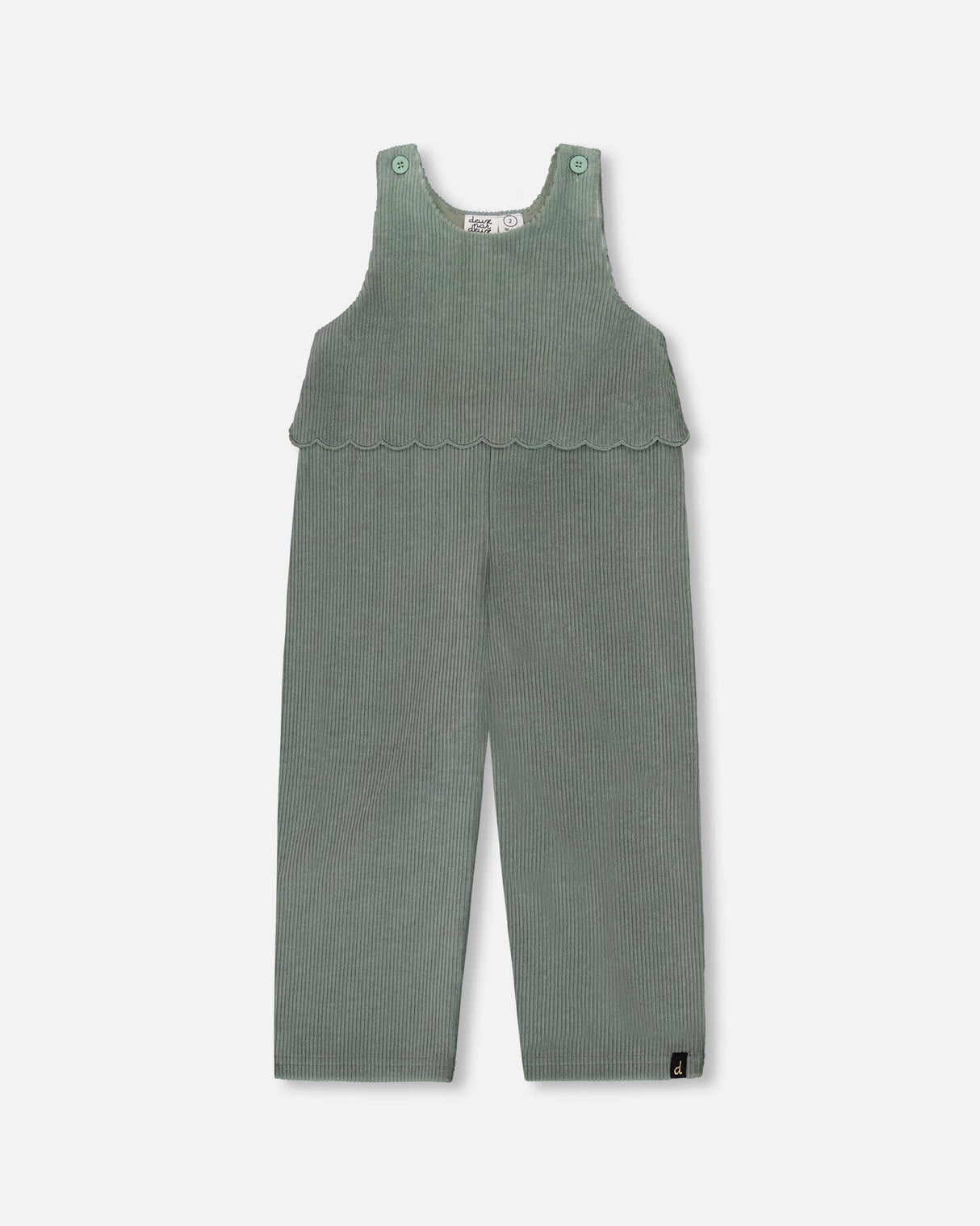 Stretch Velour Faux-Layered Overalls Jade Green-0