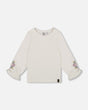 Jersey Top Off-White With Embroidered Floral Sleeves-0