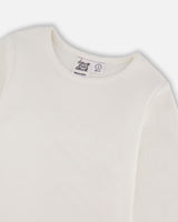 Jersey Top Off-White With Embroidered Floral Sleeves-4