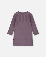 Jacquard Sweater Dress With Polka Dot Pattern Purple Gray-2