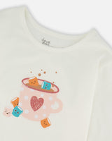 Organic Cotton Long Sleeve T-Shirt Off-White With Hot Chocolate-3