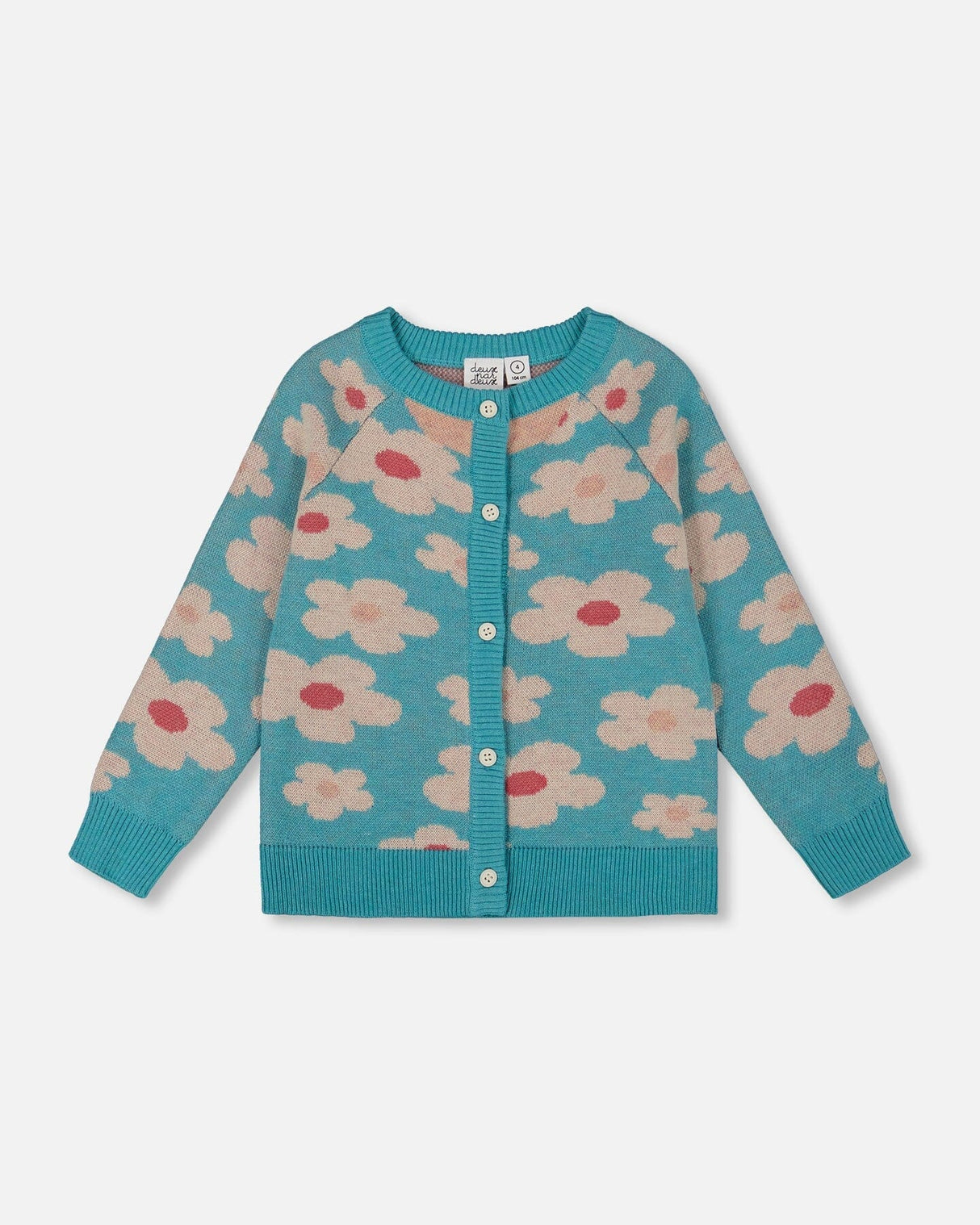 Button Front Knitted Cardigan Turquoise Blue-0