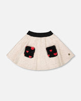 Glittering French Terry Skirt Beige And Black-0