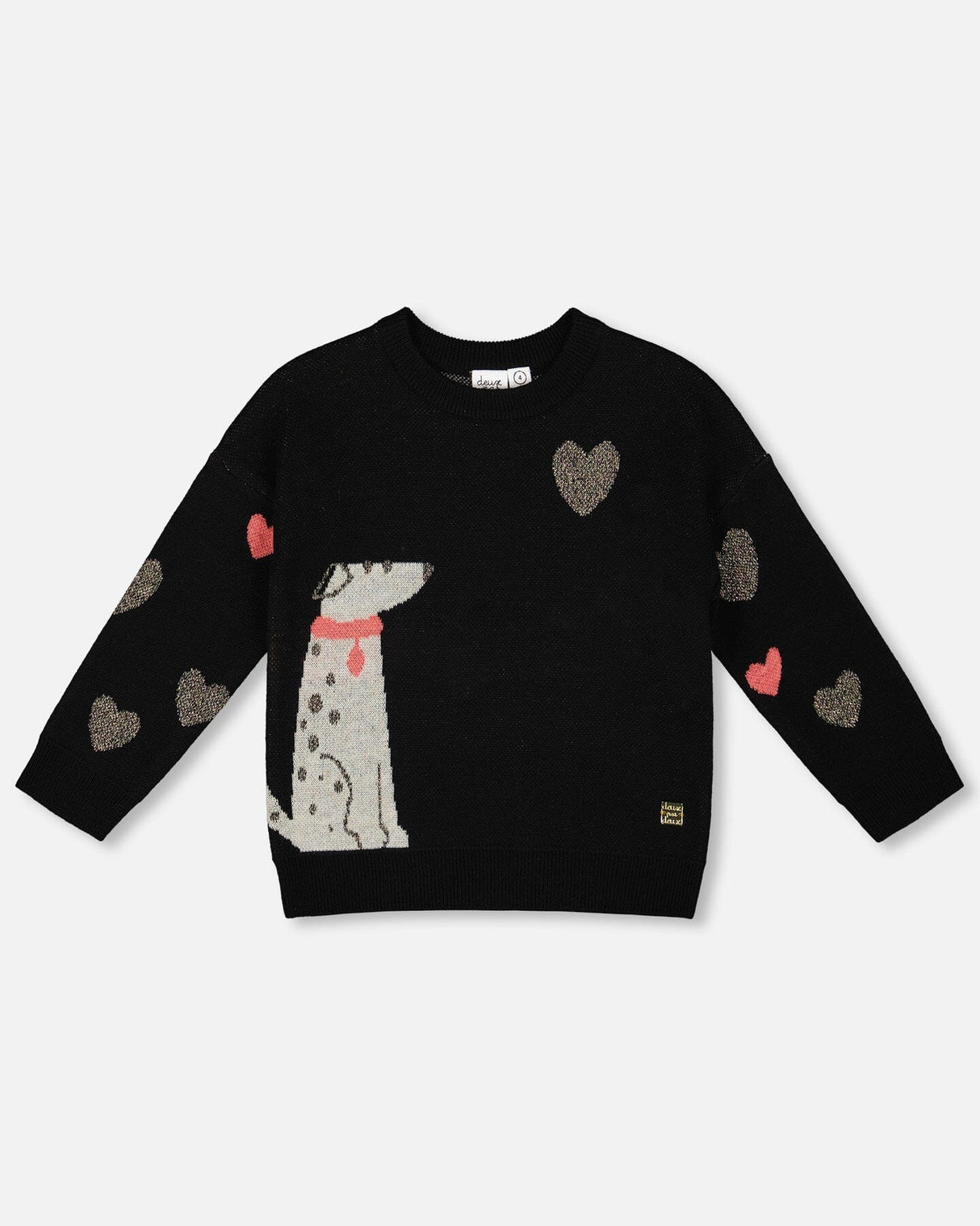 Knit Sweater Black With Dalmatian And Hearts-0